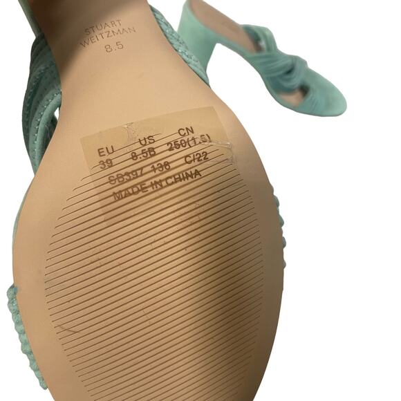 Stuart Weitzman Womens 8.5 Twist Block 75 Slide Suede Heels Eucalyptus Green - Picture 7 of 12
